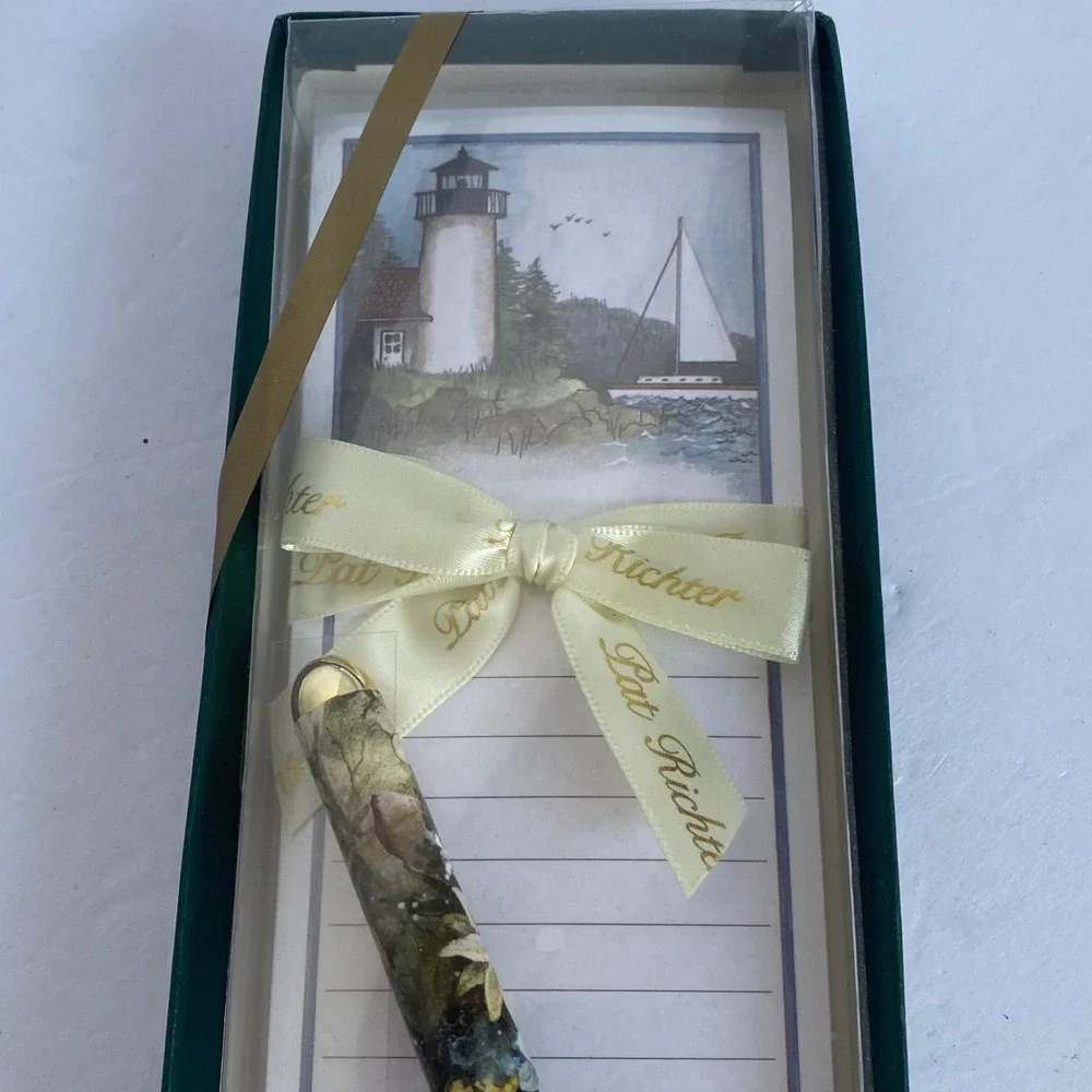 Pat Richter Pen Set New Lighthouse Magnet Notepad 2004 Sailboat